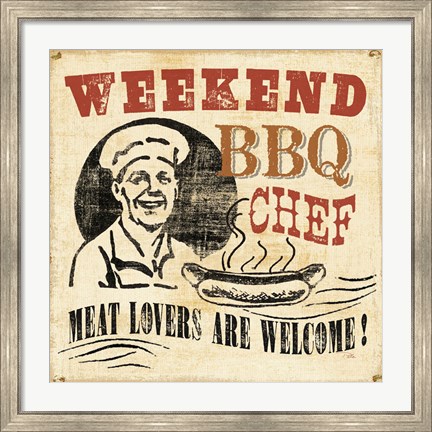 Framed Weekend BBQ Chef Print