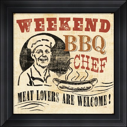 Framed Weekend BBQ Chef Print