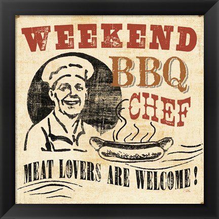 Framed Weekend BBQ Chef Print