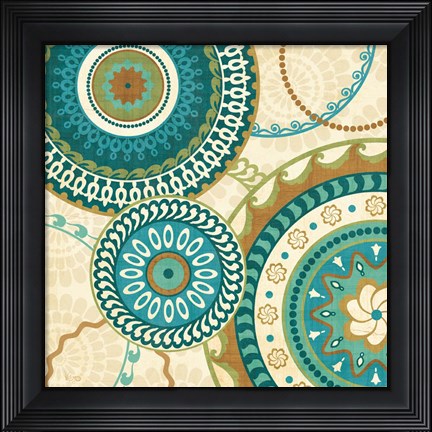 Framed Owl Forest Suzani I Print