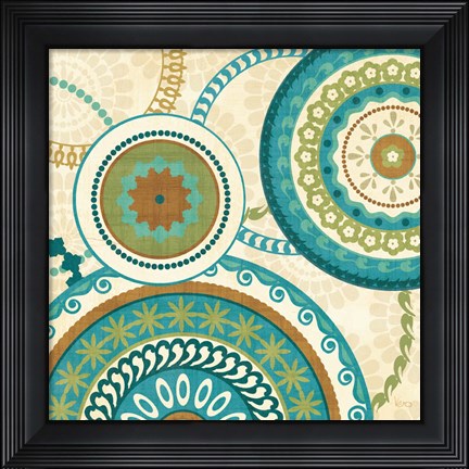 Framed Owl Forest Suzani II Print