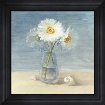 Framed Daisies and Shells Print