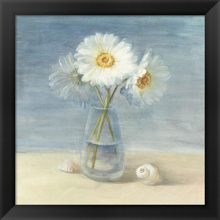 Framed Daisies and Shells Print