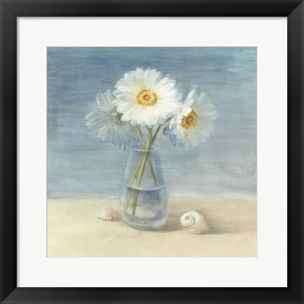 Framed Daisies and Shells Print