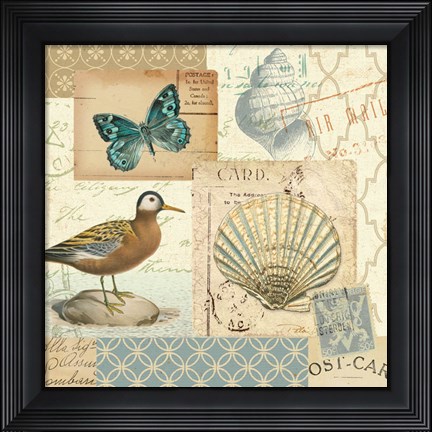 Framed Coastal Collage I Print