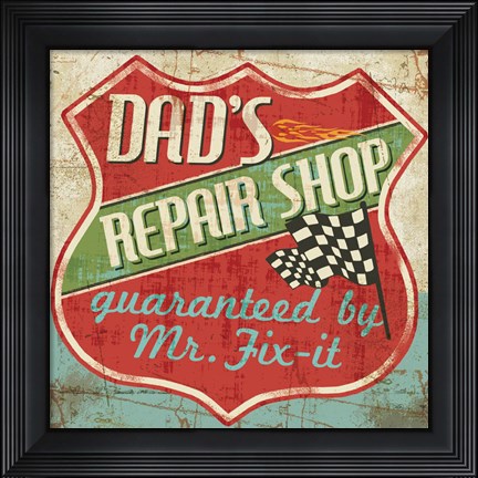 Framed Mancave IV - Dads Repair Shop Print