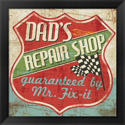 Framed Mancave IV - Dads Repair Shop Print