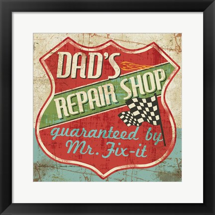 Framed Mancave IV - Dads Repair Shop Print