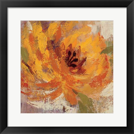 Framed Fiery Dahlias I Crop Print