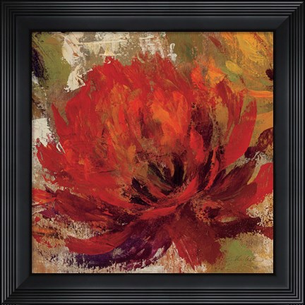 Framed Fiery Dahlias II Crop Print