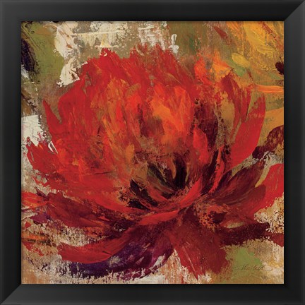 Framed Fiery Dahlias II Crop Print