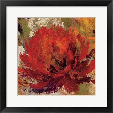 Framed Fiery Dahlias II Crop Print