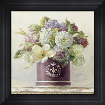 Framed Tulips in Aubergine Hatbox Print