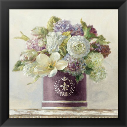 Framed Tulips in Aubergine Hatbox Print