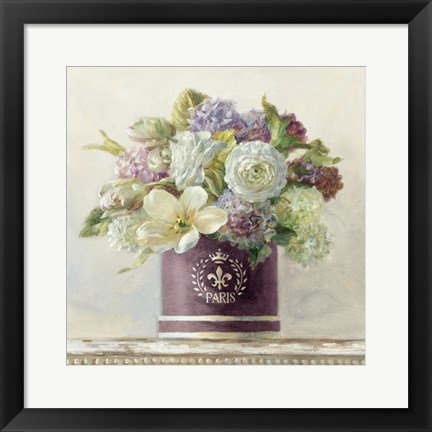 Framed Tulips in Aubergine Hatbox Print