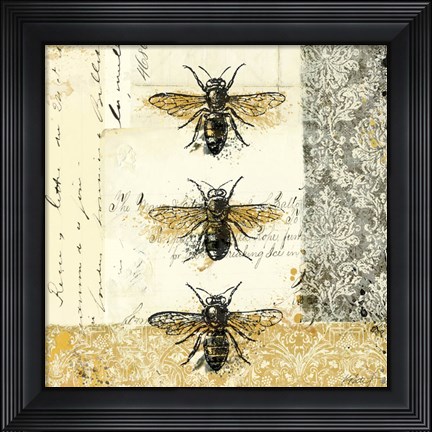 Framed Golden Bees n Butterflies No. 1 Print