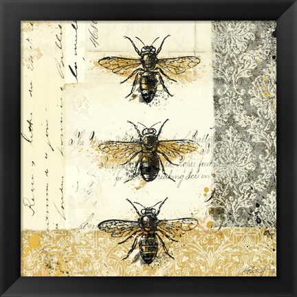 Framed Golden Bees n Butterflies No. 1 Print