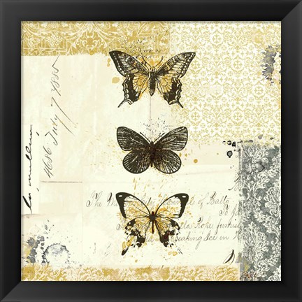 Framed Golden Bees n Butterflies No. 2 Print