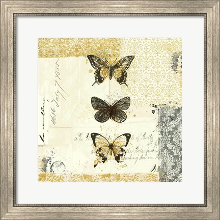 Framed Golden Bees n Butterflies No. 2 Print