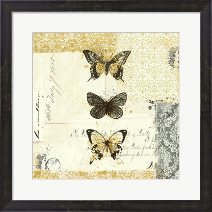 Framed Golden Bees n Butterflies No. 2 Print