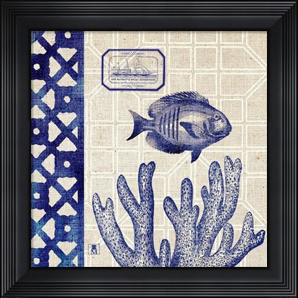 Framed Sea Shore Square I Print