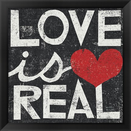 Framed Love Is Real Grunge Square Print