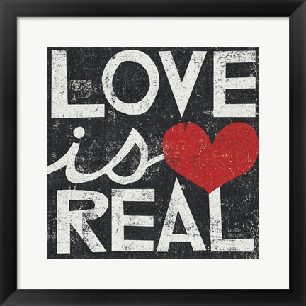 Framed Love Is Real Grunge Square Print