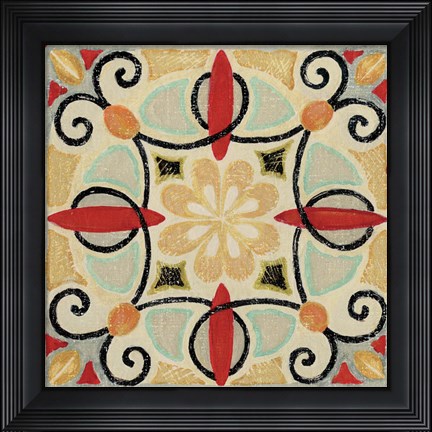 Framed Bohemian Rooster Tile Square II Print