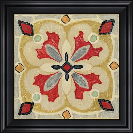 Framed Bohemian Rooster Tile Square III Print