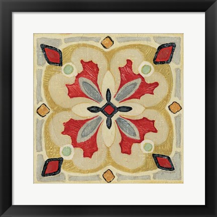 Framed Bohemian Rooster Tile Square III Print