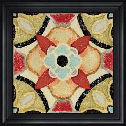 Framed Bohemian Rooster Tile Square IV Print