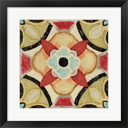 Framed Bohemian Rooster Tile Square IV Print