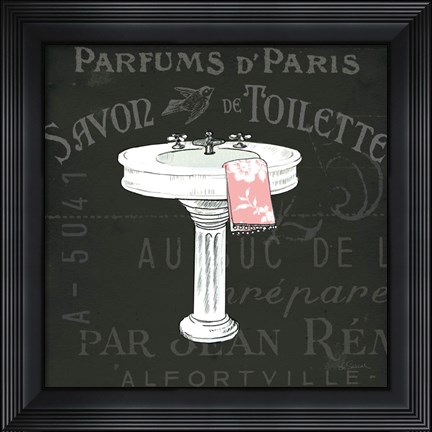 Framed Chalkboard Bath I Print