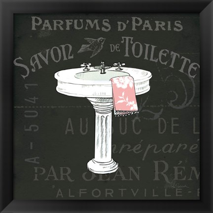 Framed Chalkboard Bath I Print