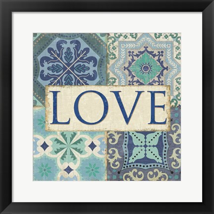Framed Santorini I - Love Print