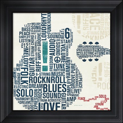 Framed Type Guitar Square II Print
