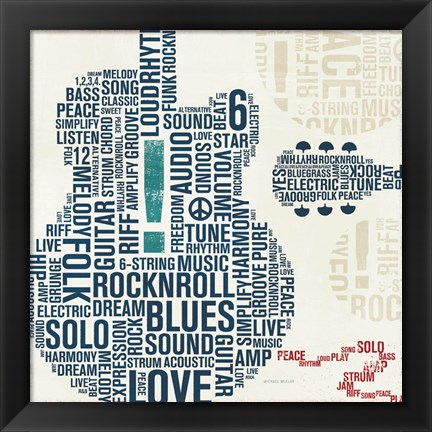 Framed Type Guitar Square II Print