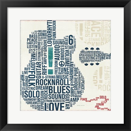 Framed Type Guitar Square II Print