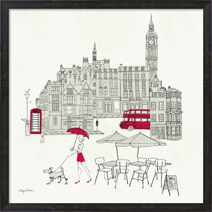 Framed World Cafe I - London Red Print
