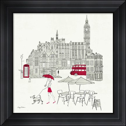 Framed World Cafe I - London Red Print