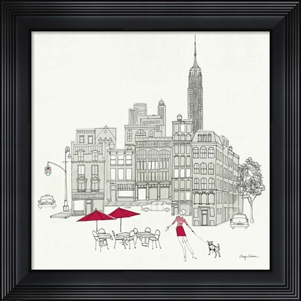 Framed World Cafe III - NYC Red Print