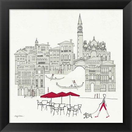 Framed World Cafel IV - Venice Red Print