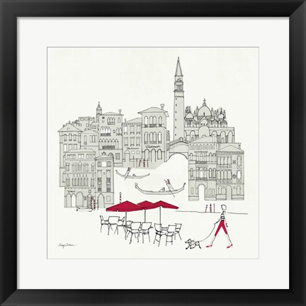 Framed World Cafel IV - Venice Red Print