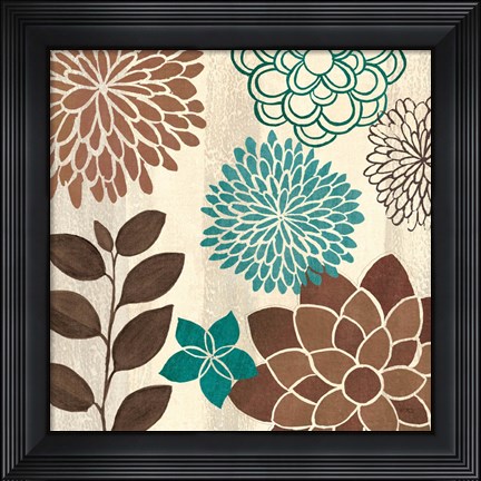 Framed Abstract Garden Blue I Print