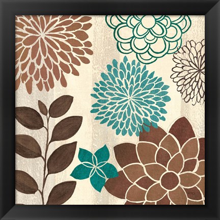 Framed Abstract Garden Blue I Print