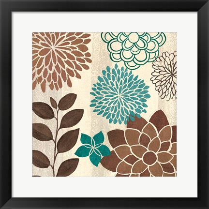 Framed Abstract Garden Blue I Print