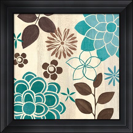 Framed Abstract Garden Blue II Print