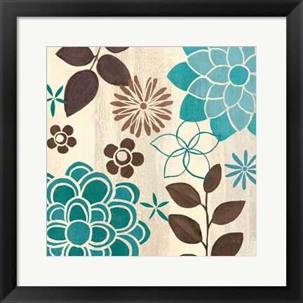 Framed Abstract Garden Blue II Print