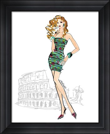 Framed Colorful Fashion IV - Rome Print