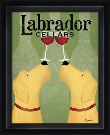 Framed Two Labrador Wine Dogs Print
